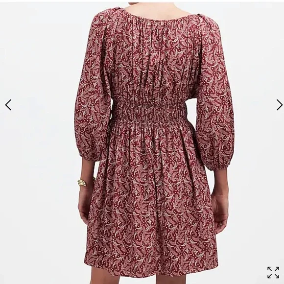 Puff-Sleeve V-Neck Mini Dress in Paisley Floral - Picture 4 of 8